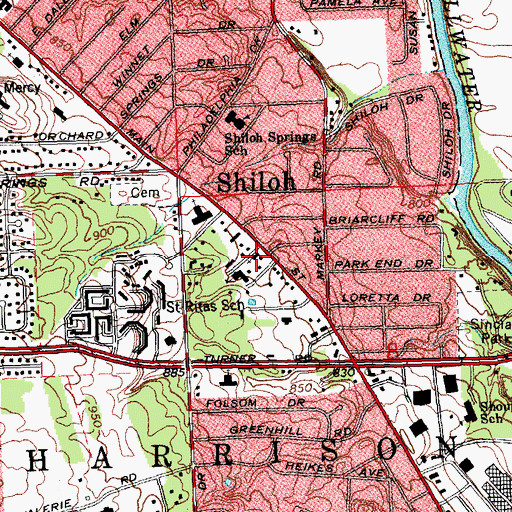 Topographic Map of Saint Rita Catholic Church, OH