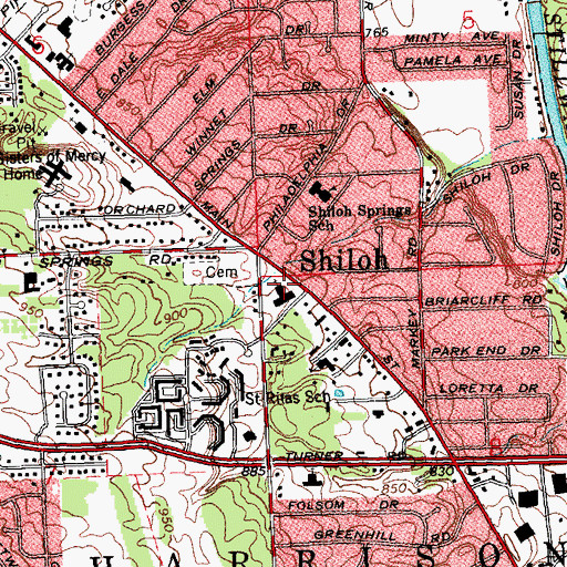 Topographic Map of Shiloh United Church of Christ, OH