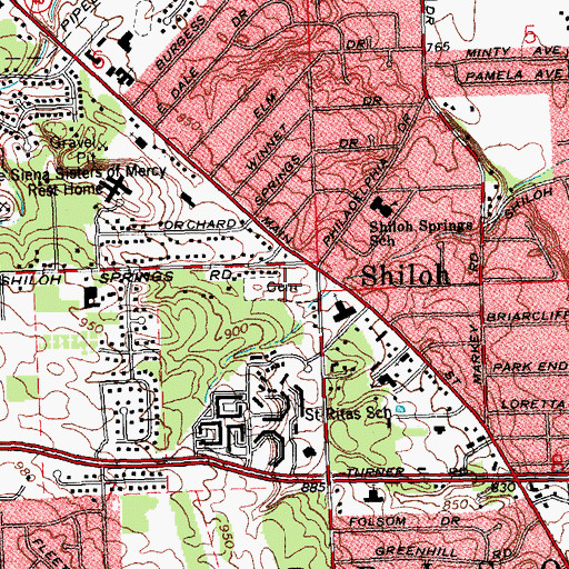 Topographic Map of Shiloh Cemetery, OH
