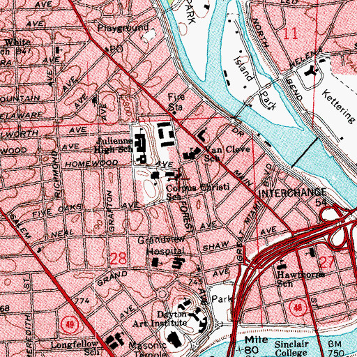 Topographic Map of Corpus Christi Catholic Church, OH