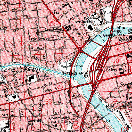 Topographic Map of Riverview Park, OH
