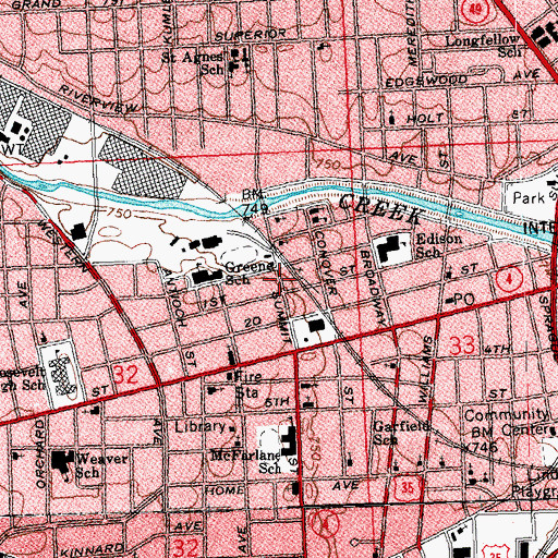 Topographic Map of Paul Laurence Dunbar State Memorial, OH