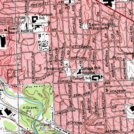 Topographic Map of College Hill Park, OH