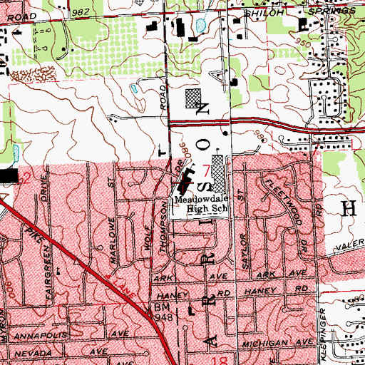 Topographic Map of Meadowdale Elementary School for Science, OH