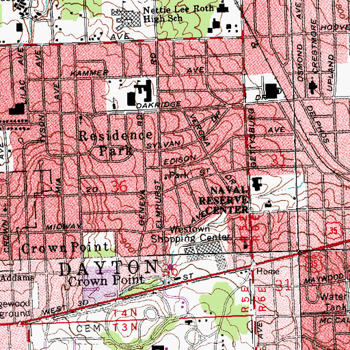 Topographic Map of Residence Park, OH