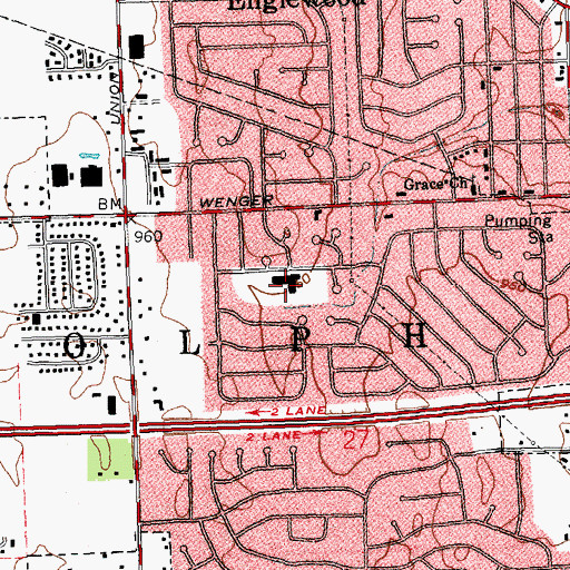Topographic Map of Englewood Hills Elementary School, OH