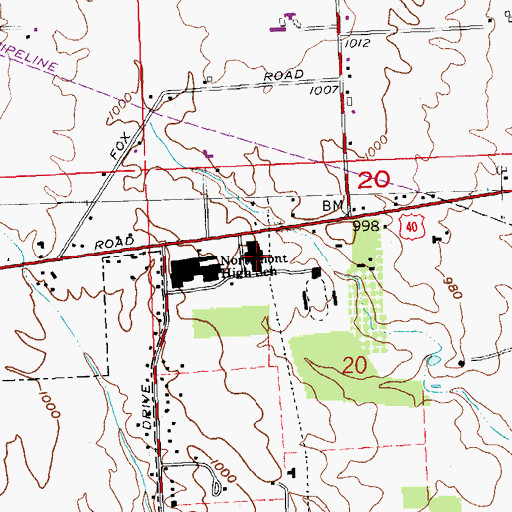 Topographic Map of Northmont Junior High School, OH