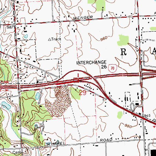 Topographic Map of Interchange 26, OH