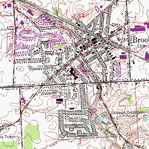 Topographic Map of Brookville Middle School, OH