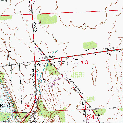 Topographic Map of Polk Grove Cemetery, OH