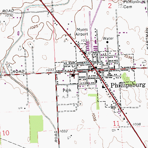 Topographic Map of Phillipsburg Elementary School, OH