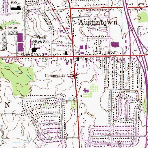 Topographic Map of Austintown Community Church, OH