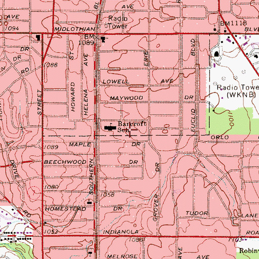 Topographic Map of Bancroft Park, OH