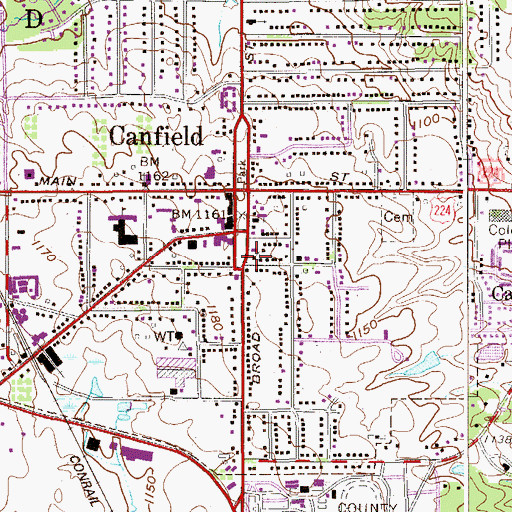 Topographic Map of Canfield Christian Church, OH