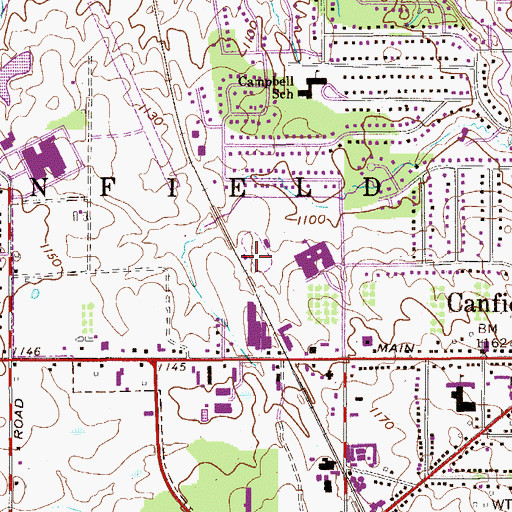 Topographic Map of Canfield High School, OH