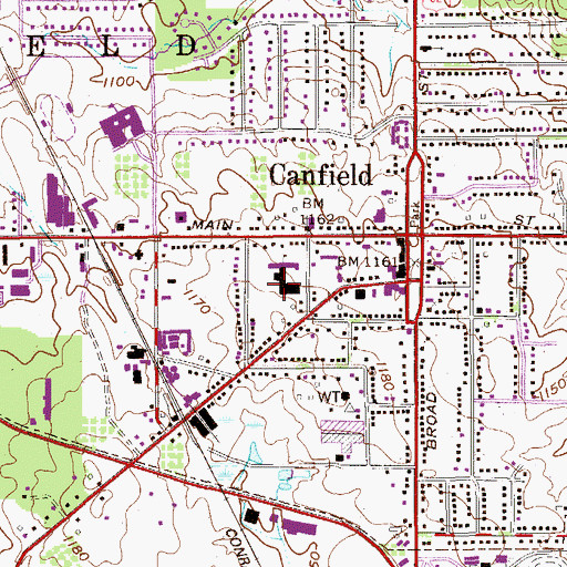 Topographic Map of Canfield Middle School, OH