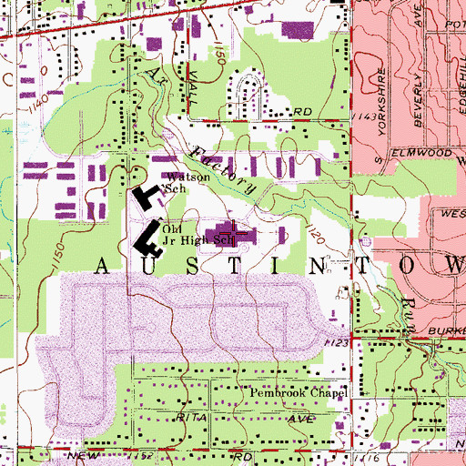 Topographic Map of Fitch High School, OH