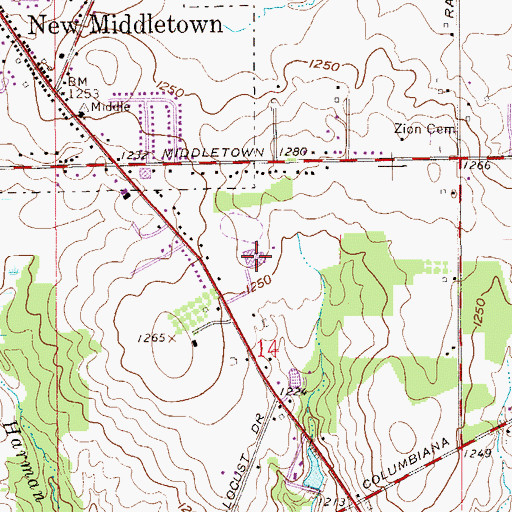 Topographic Map of Springfield Intermediate School, OH