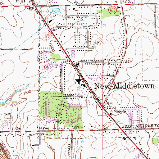 Topographic Map of New Middletown Elementary School, OH
