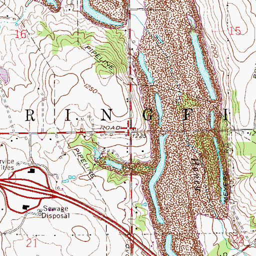 Topographic Map of Center School (historical), OH