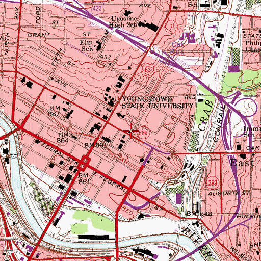 Topographic Map of Butler Memorial Presbyterian Church, OH