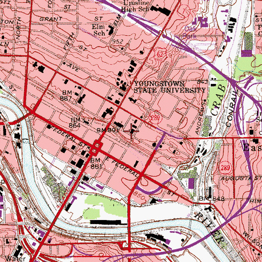 Topographic Map of First Calvary Baptist Church, OH