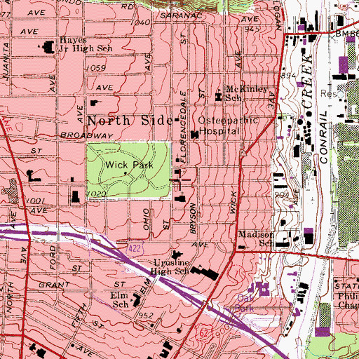 Topographic Map of First Unitarian Church, OH