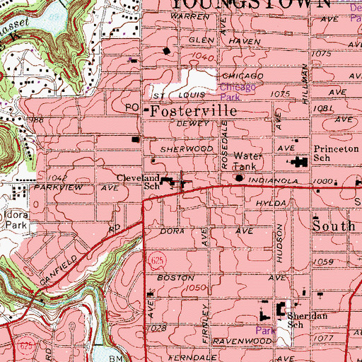 Topographic Map of Foster Memorial United Presbyterian Church, OH