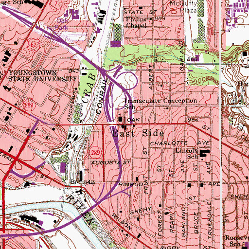 Topographic Map of Immaculate Conception Catholic Church, OH