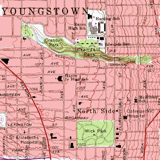 Topographic Map of Korean United Methodist Church of Greater Youngstown, OH