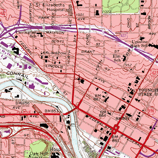 Topographic Map of Metropolitan Baptist Church, OH