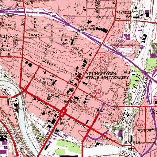 Topographic Map of Pilgrim Collegiate Church, OH