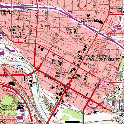 Topographic Map of Saint Columbas Cathedral, OH