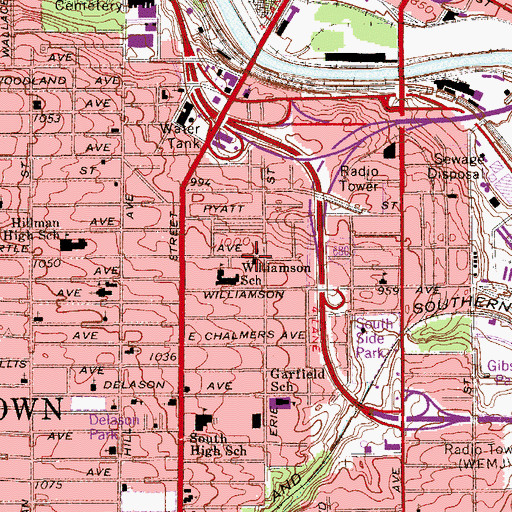 Topographic Map of Saint James African Methodist Episcopal Church, OH