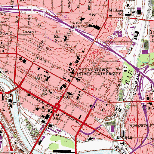 Topographic Map of Saint Johns Episcopal Church, OH