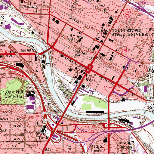 Topographic Map of Trinity United Methodist Church, OH