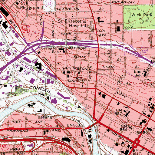 Topographic Map of Union Baptist Church, OH