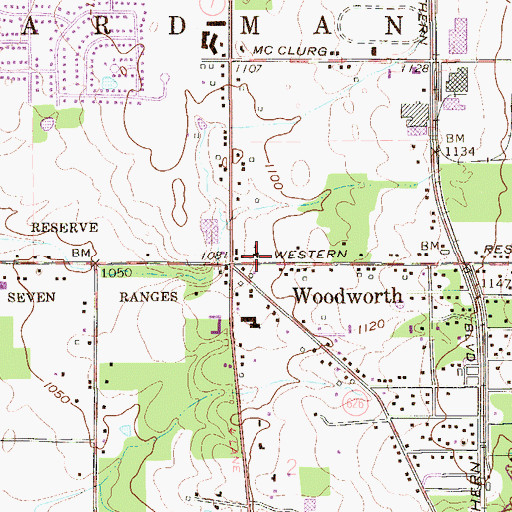 Topographic Map of Woodworth Church of the Brethren, OH