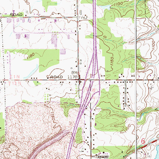 Topographic Map of Porters Corners, OH