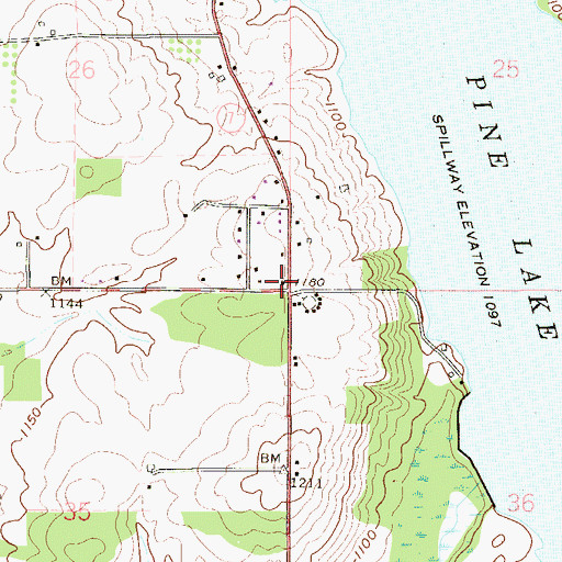 Topographic Map of Pine Hill School (historical), OH