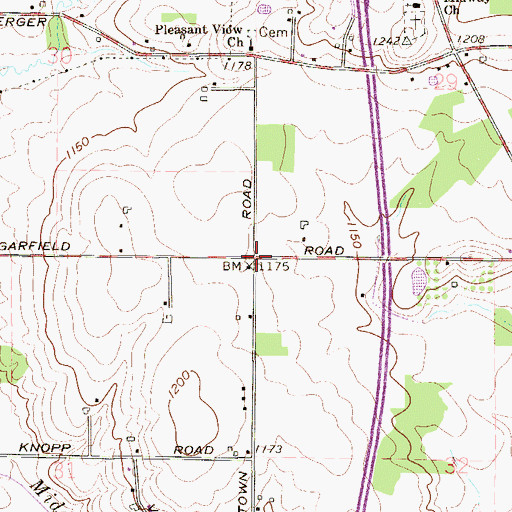 Topographic Map of Germantown, OH