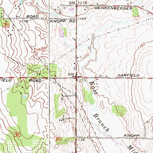 Topographic Map of Island, OH