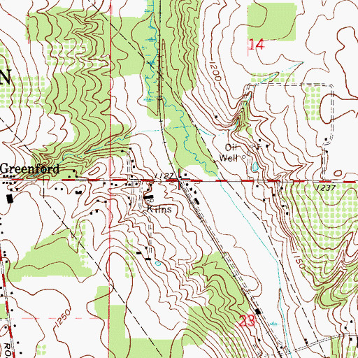 Topographic Map of Greenford Station (historical), OH