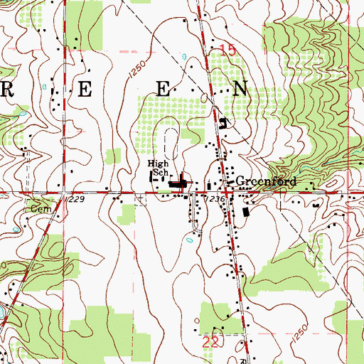 Topographic Map of South Range West Intermediate School, OH