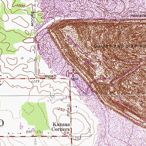 Topographic Map of Kansas School (historical), OH