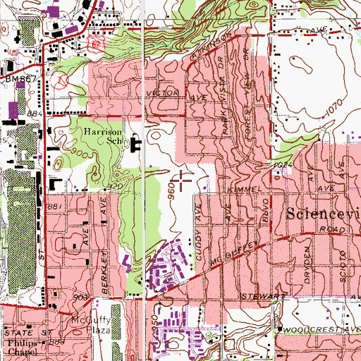 Topographic Map of Boehme Park, OH