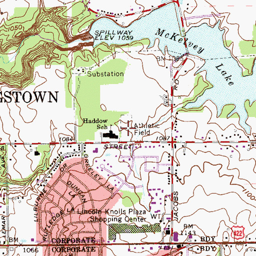Topographic Map of Oak Street Extension Park, OH