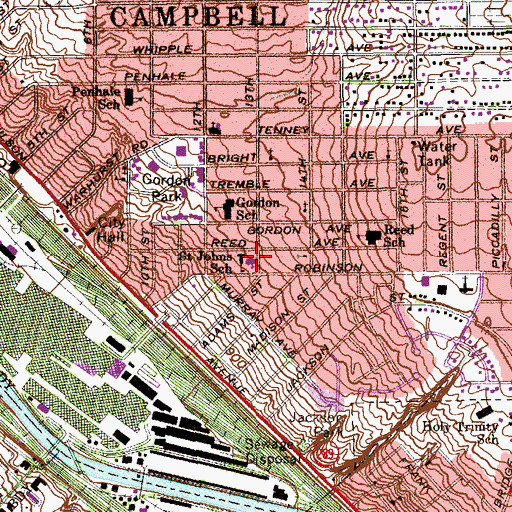 Topographic Map of Saint Johns Catholic Church, OH