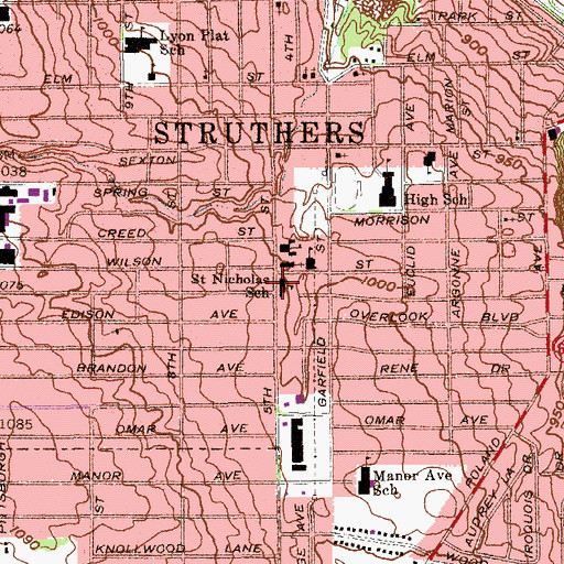 Topographic Map of Fifth Street Elementary School, OH