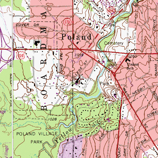 Topographic Map of Poland Middle School, OH